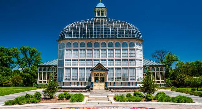 The Howard Peters Rawlings Conservatory, in Druid Hill Park, Baltimore, Maryland.