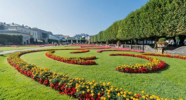 SALZBURG, AUSTRIA - AUGUST 01, 2014: Baroque Mirabell Garden (Mirabellgarten) located in Salzburg, Austria