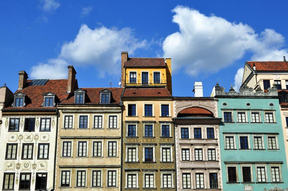Houses in the Old Town of Warsaw, Poland.;  