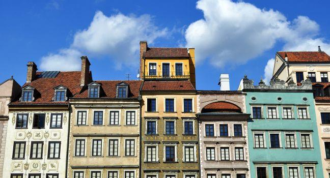Houses in the Old Town of Warsaw, Poland.;  