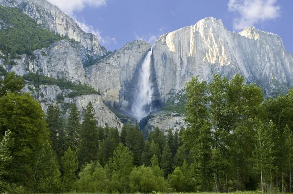 Yosemite Falls In summer On A Clear Day, California;