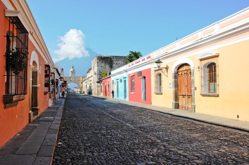 colorful street of Antigua, Guatemala; 