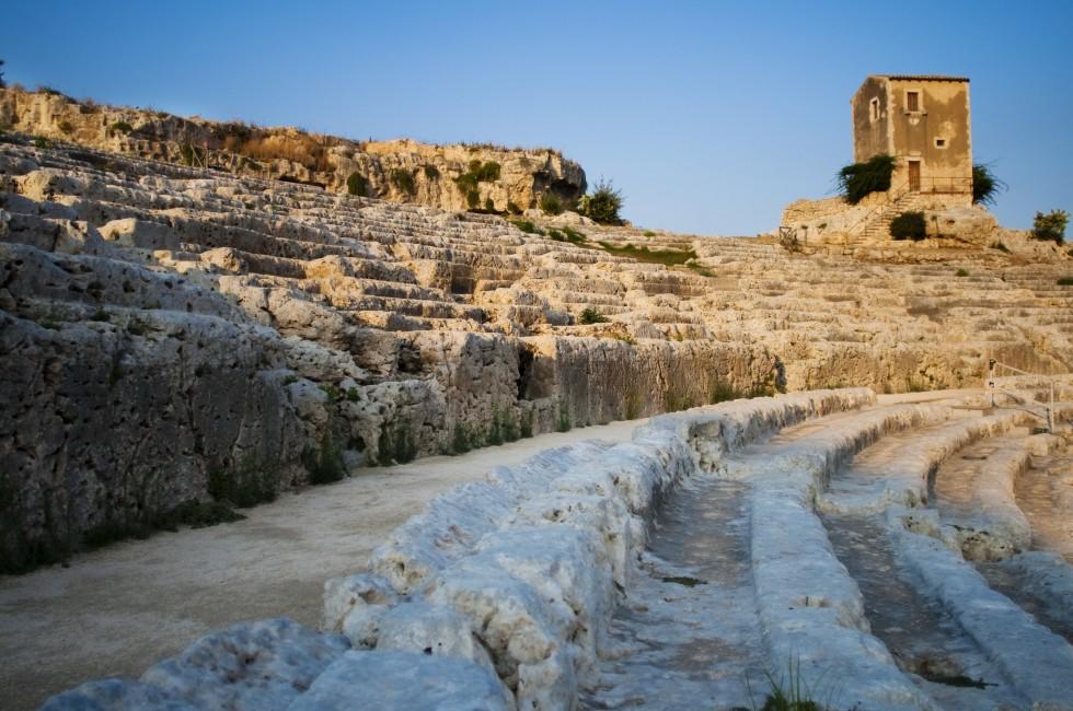 amphitheater in Siracusa - Syracuse, Italy at sunset light; Shutterstock ID 38777083; Project/Title: Fodors; Downloader: Melanie Marin