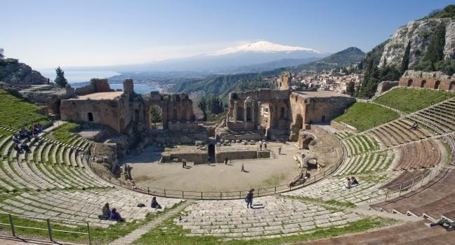 Taormina, teather. greek, roman, Etna, Sicily, Italy; Shutterstock ID 75500251; Project/Title: Fodors; Downloader: Melanie Marin