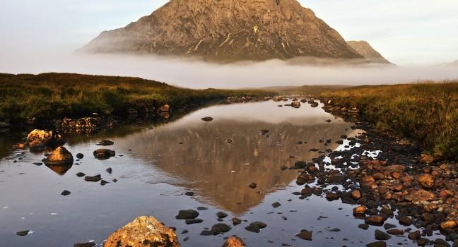 Buachaille Etive Mor reflected in the still waters of a Highland river; Shutterstock ID 39042583; Project/Title: Fodors; Downloader: Melanie Marin