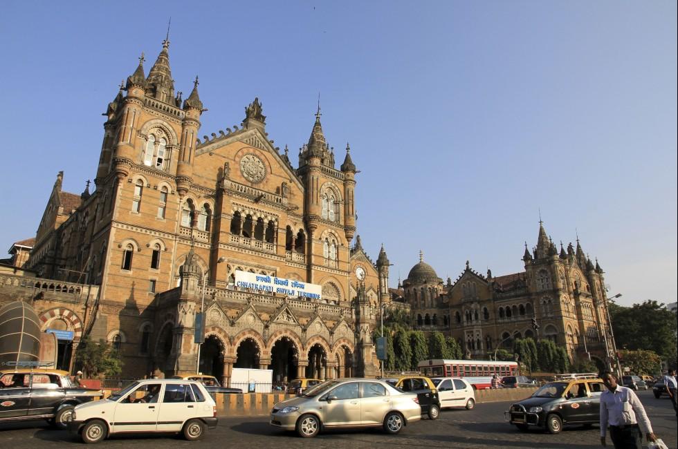 MUMBAI, INDIA - October 26, 2011: Chhatrapati Shivaji Terminus is a UNESCO World Heritage Site and historic railway station which serves as the headquarters of the Central Railways in Mumbai, India.