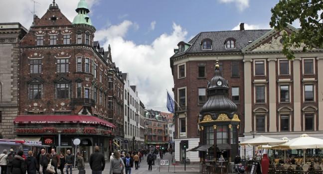 COPENHAGEN - MAY 17 : Stroget - this popular tourist attraction in the center of town is the longest pedestrian shopping area in Europe in Copenhagen, Denmark. On May 17, 2012; 