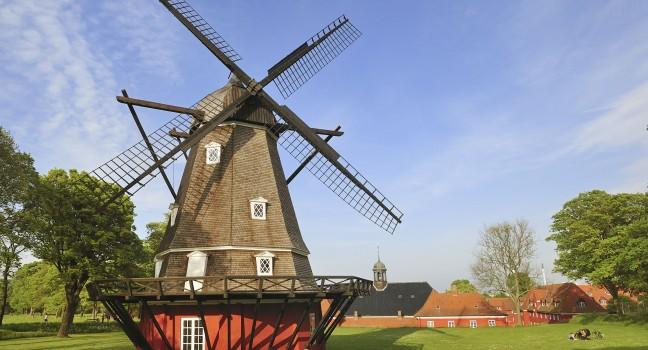 Windmill in Kastellet in Copenhagen. The old military fortress. Denmark