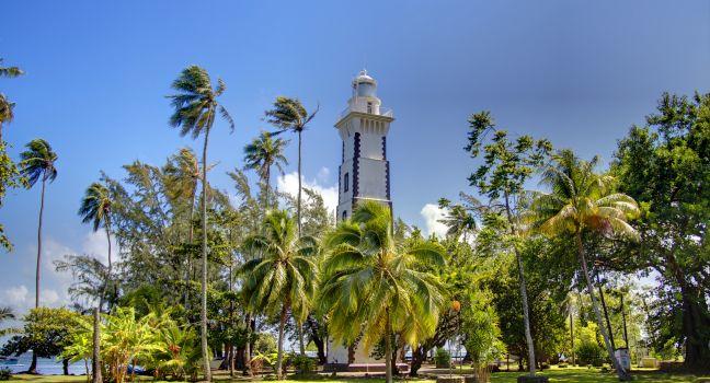 Lighthouse of the Venus point, Tahiti island, French polynesia.