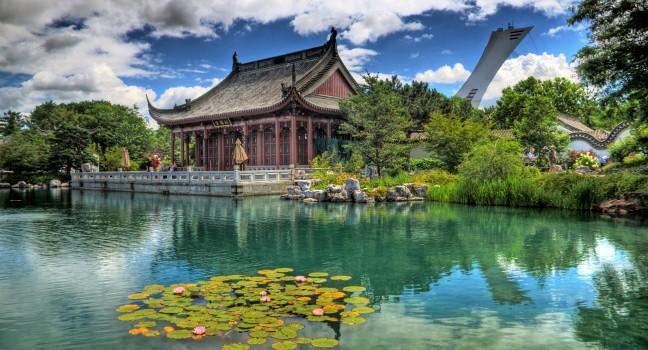 HDR image of the Chinese Garden of the Montreal Botanical Gardens.