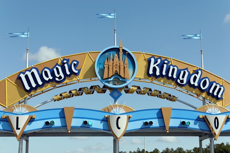 LAKE BUENA VISTA, FL - APRIL 18: A sign marks the entrance to the Magic Kingdom section of Walt Disney World on April 18, 2013. Walt Disney World is the worlds most visited theme park.; 