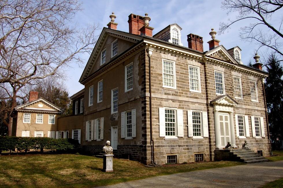 The Chew House, also known as Cliveden, in the Germantown section of Philadelphia, PA.  Americans soldiers fought from inside of the house during the Battle of Germantown in the Revolutionary War