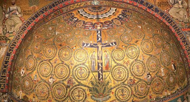 San Clemente church mosaic, Rome, Italy.