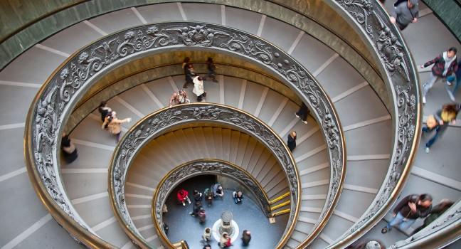 A double spiral staircase in Vatican, Italy.