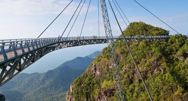 Hanging bridge of Langkawi island, Malaysia; 