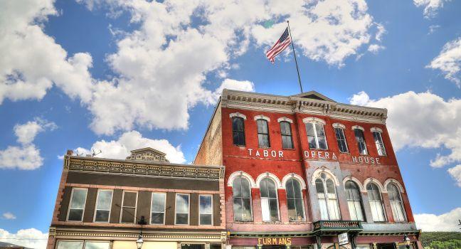 The historic Tabor Opera House in Leadville, Colorado, one of the oldest and most preserved mining towns in the United States.