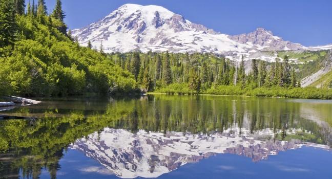 The Beautful Reflection of Mt Rainier from the Bench Lake.