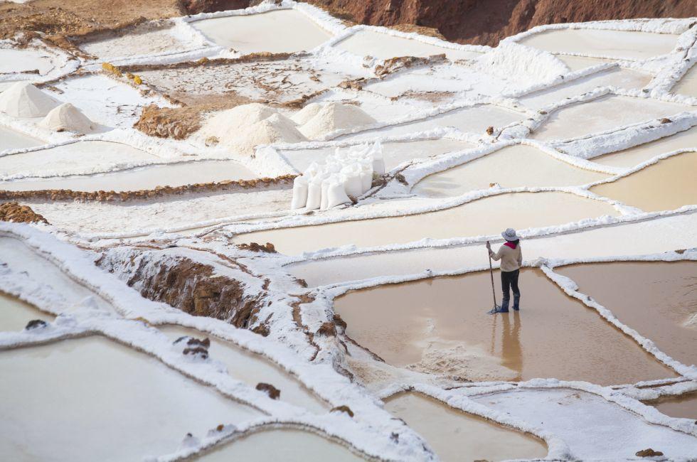 Saltworks in Maras, Cuzco, peru;