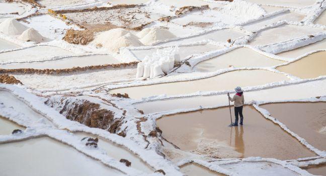 Saltworks in Maras, Cuzco, peru;