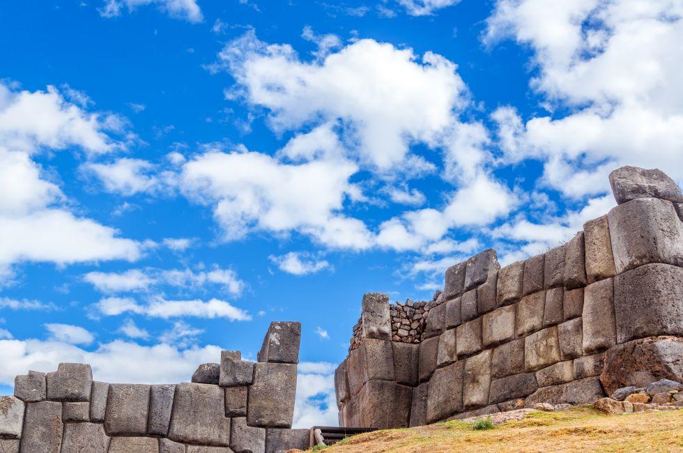 Incan ruins of a fortress known as Sacsayhuaman on the outskirts of Cusco, Peru