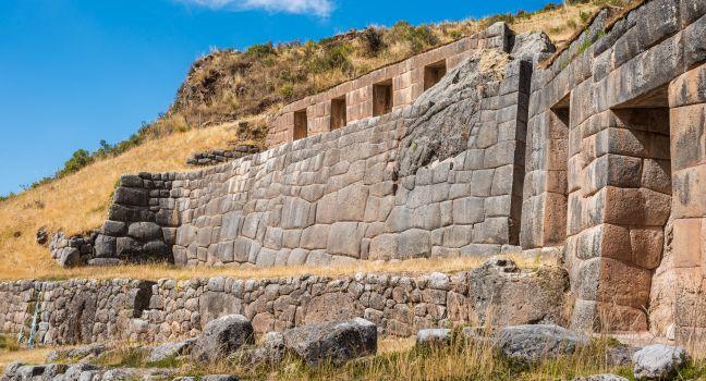 Tambomachay, Incas ruins in the peruvian Andes at Cuzco Peru