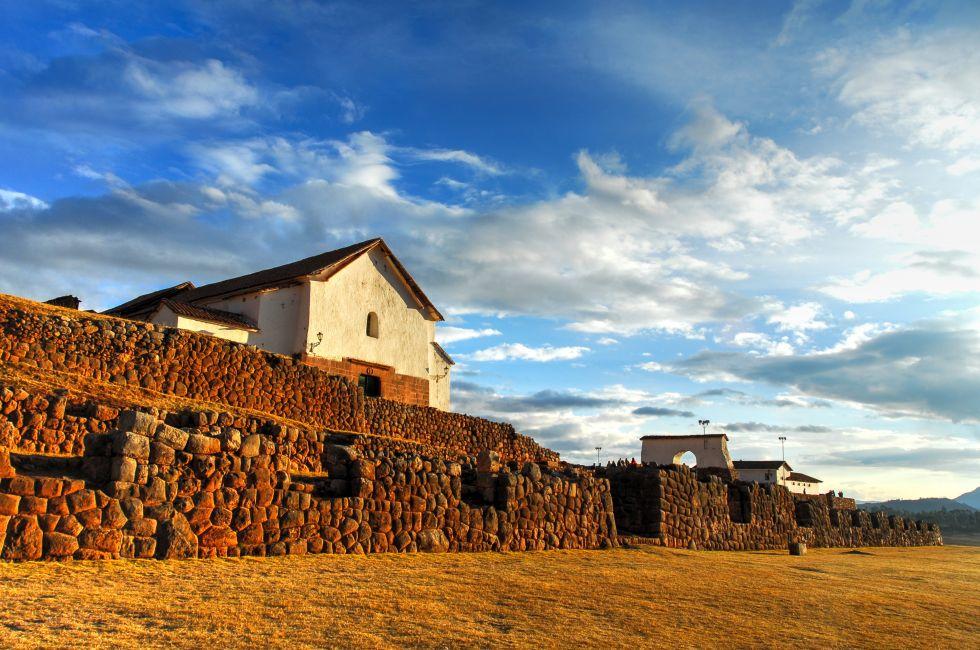 The ruins of the palace of the Incas in Chinchero, Cuzco, Peru at sunset.