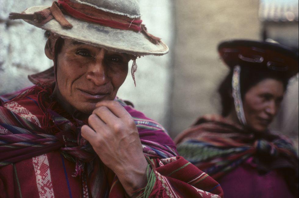 Sporting both Incan genetics and hand woven mantas, the residents of the Sacred Valley adhere to traditional farming and village lifestyle. Ollantaytambo, Peru