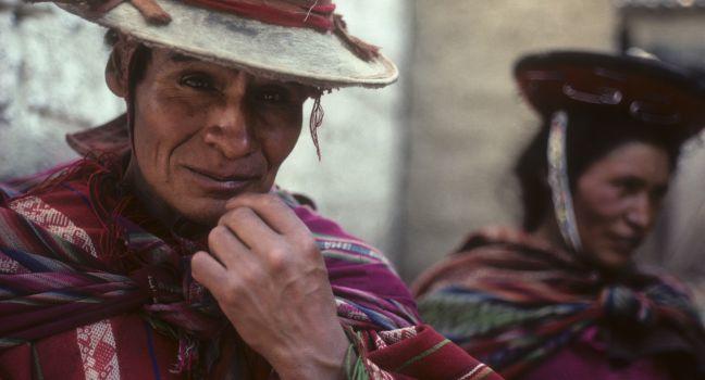 Sporting both Incan genetics and hand woven mantas, the residents of the Sacred Valley adhere to traditional farming and village lifestyle. Ollantaytambo, Peru