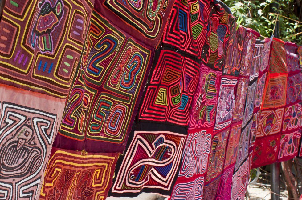 Handmade textiles at a Panama City market.