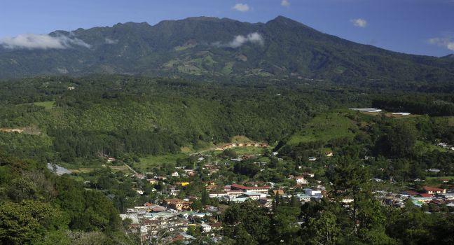 View of valley and town of Boquete, Panama, Central America.