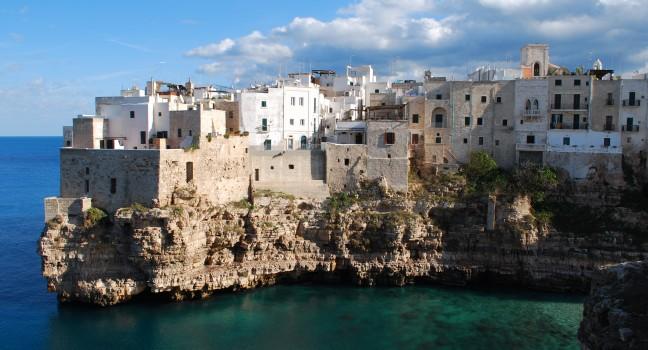 Cliff Village at Polignano a Mare, Bari, Apulia, Italy;  
