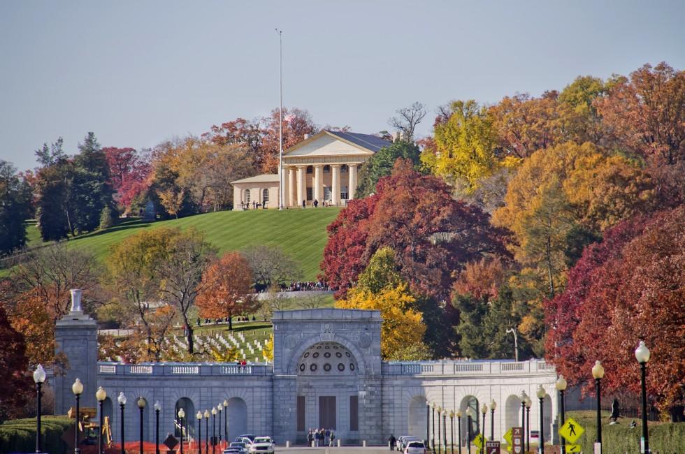 Arlington Cemetery Memorial Entrance and former home of Robert E. Lee Virginia ,at Fall.