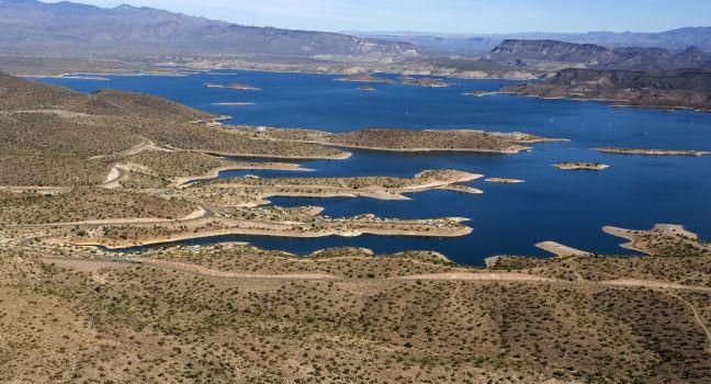 Aerial view of the popular recreation spot Lake Pleasant, Arizona.