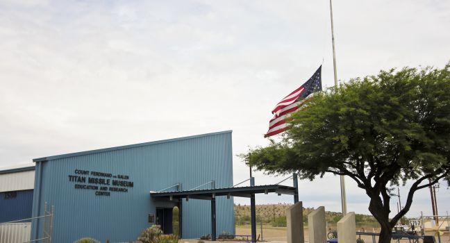 SAHUARITA, ARIZONA, JULY 22. The Titan Missile Museum on July 22, 2015, in Sahuarita, Arizona. The entrance of the Titan Missile Museum in Sahuarita in Arizona.