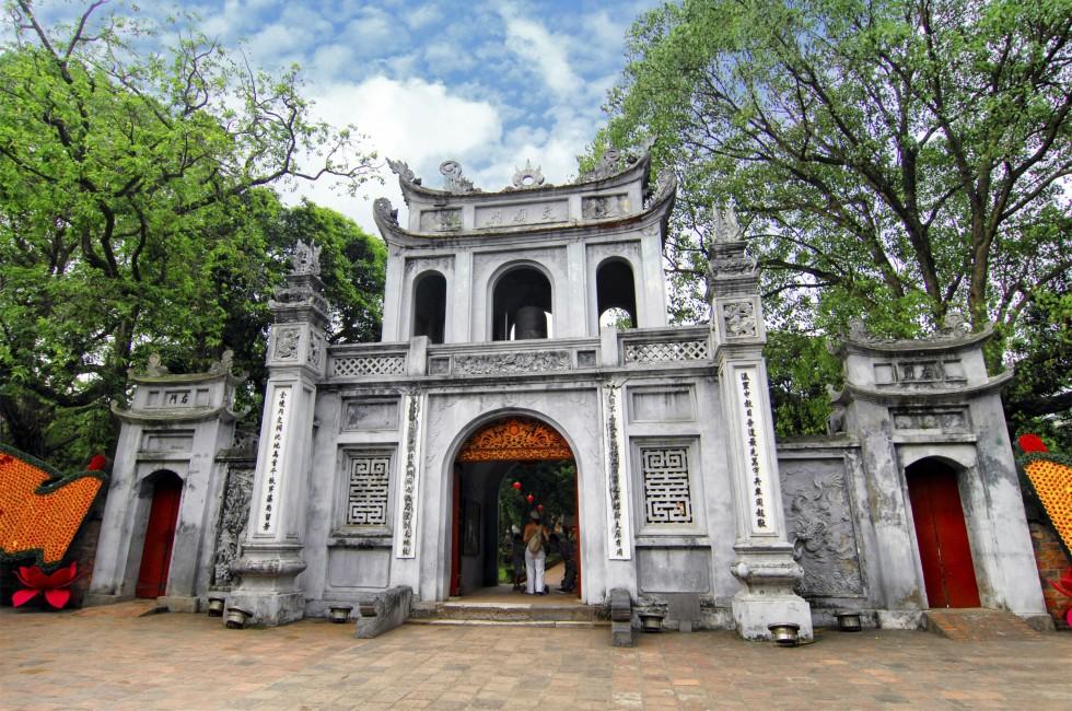 Gate to the Temple of Literature in Hanoi, Vietnam.; 