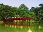 Red Bridge in Hoan Kiem Lake, Ha Noi, Vietnam; 