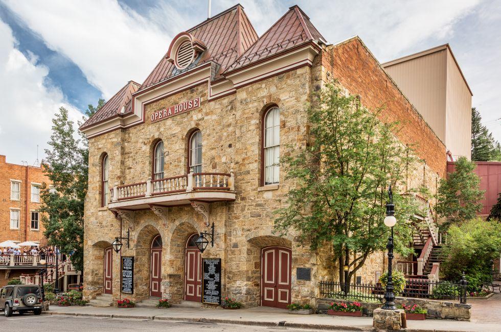 CENTRAL CITY, COLORADO, USA - JULY 15, 2015: A street view of historic Central City Opera House during 2015 summer festival (National Historic Landmark built in 1978).