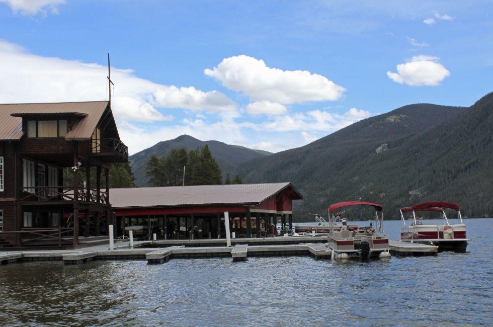 A scenic view of Grand Lake, Colorado, a popular vacation resort on the edge of Rocky Mountain National Park.