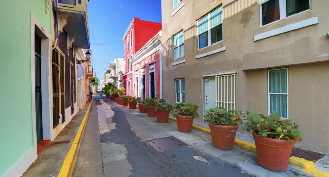 Alley in the old city of San Juan, Puerto Rico.
