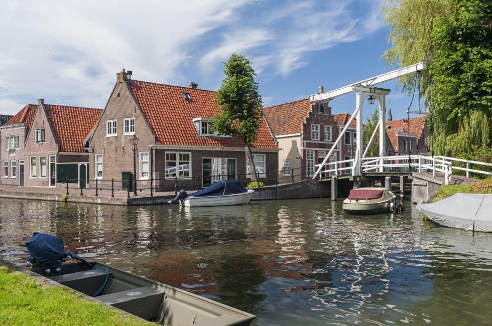 Canal in Monnickendam, a small village near Amsterdam, Netherlands.