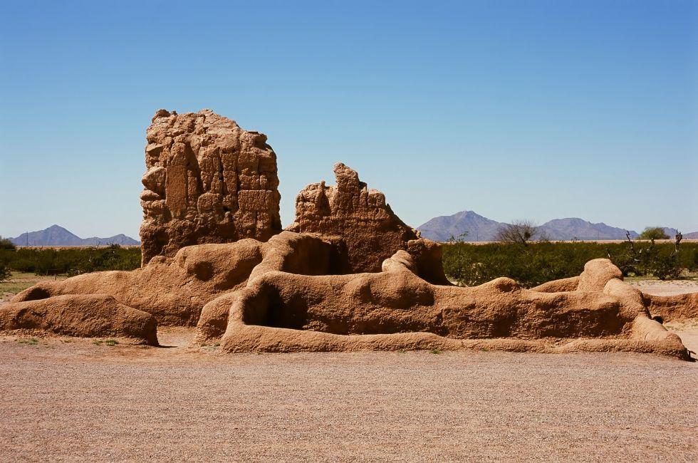 Casa Grande Ruins National Monument of the Pre-columbian Hohokam Indians in Arizona USA.