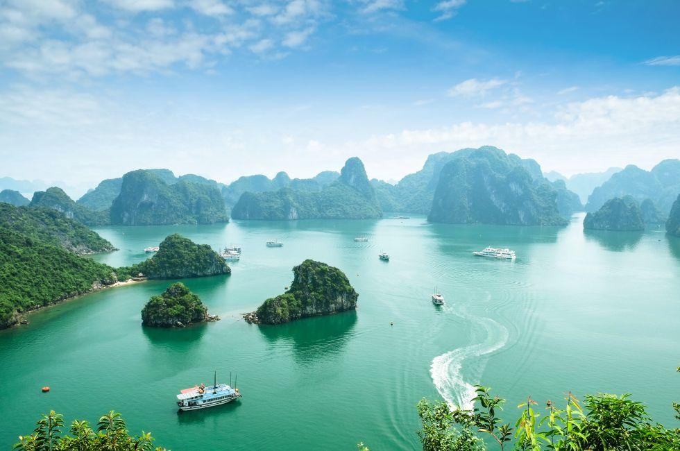 Halong Bay, Vietnam. Unesco World Heritage Site. Most popular place in Vietnam. this landscape you can seen from the island Titop