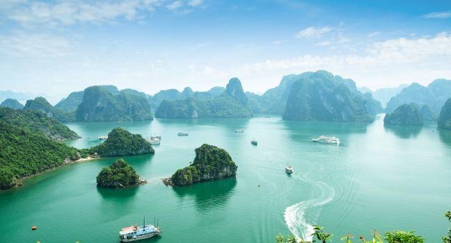 Halong Bay, Vietnam. Unesco World Heritage Site. Most popular place in Vietnam. this landscape you can seen from the island Titop
