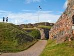Old fortress wall at Suomenlinna, Helsinki, Finland, UNESCO World Heritage Site.