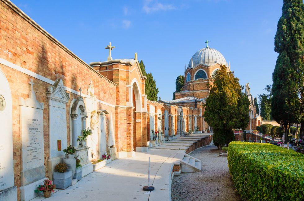 The cemetery in San Michele Island, Venice, Veneto, Italy.